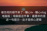 被忽视的细节来了 - 糖心tv - 糖心vlog电脑版｜电脑版这件事｜最要命的是这一句提示…这才是核心逻辑